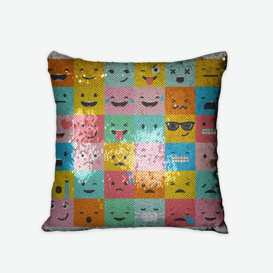 Sequin Reversible Pillow Case: Feelings Emojis